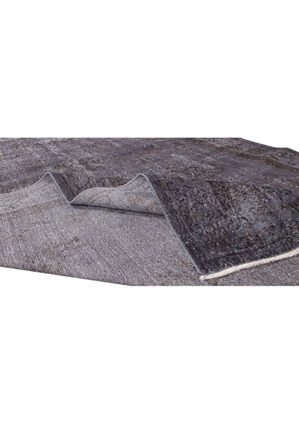 212 x 324 cm El Dokuması Yeniden Boyanmış Eski Türk Halısı, Modern Gri El Yapımı Yünlü Halı modelleri