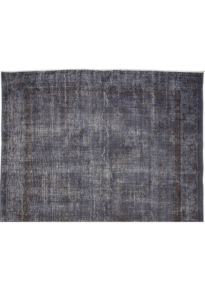 212 x 324 cm El Dokuması Yeniden Boyanmış Eski Türk Halısı, Modern Gri El Yapımı Yünlü Halı fırsatları