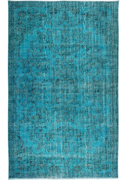 191 x 302 cm El Dokuması Yeniden Boyanmış Eski Türk Halısı, Modern Mavi El Yapımı Yünlü Halı fiyatları