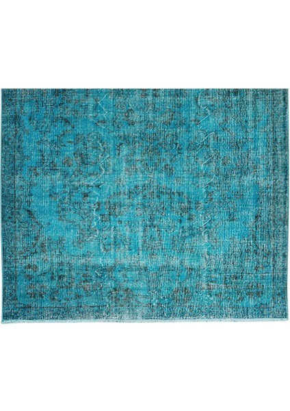 191 x 302 cm El Dokuması Yeniden Boyanmış Eski Türk Halısı, Modern Mavi El Yapımı Yünlü Halı indirimleri