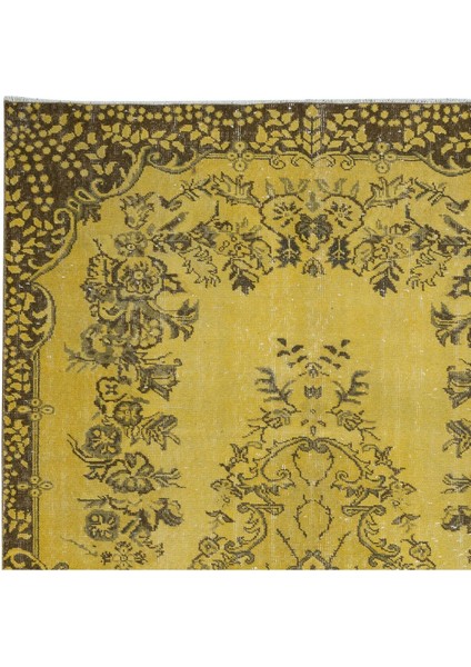 174 x 283 cm Sarı Modern El Düğümlü Halı, Yenilenmiş El Dokuma Halı fırsatları
