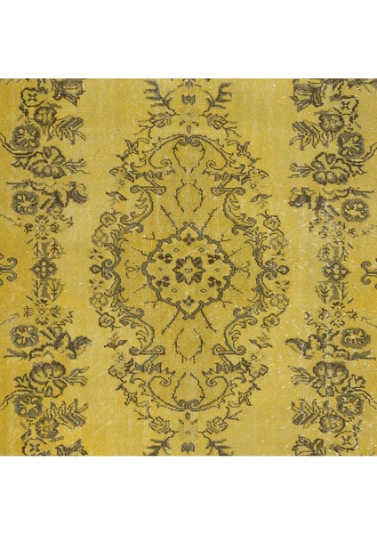 174 x 283 cm Sarı Modern El Düğümlü Halı, Yenilenmiş El Dokuma Halı indirimleri