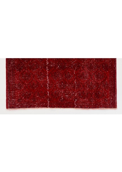 (142 x 200 cm ) Kırmızı Renkli Hafif Çiçek Desenli El Dokuması Anadolu Halısı, Yeniden Boyanmış Halı fırsatları