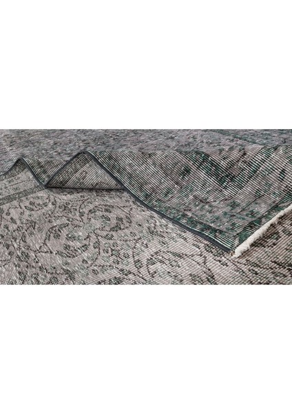 182 x 271 cm El Dokuması Yeniden Boyanmış Eski Türk Halısı, Modern Gri El Yapımı Yünlü Halı modelleri