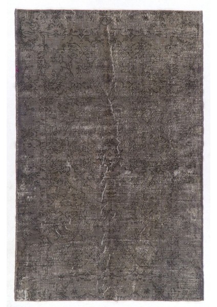 (190 x 298 cm ) Gri Renk Anadolu Halısı, El Dokuması Hafif Çiçek Desenli Halı