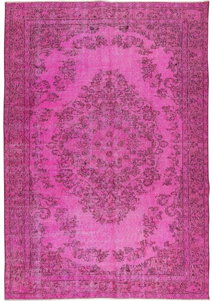 170 x 251 cm El Dokuması Yeniden Boyanmış Eski Türk Halısı, Modern Pembe El Yapımı Yünlü Halı fiyatları