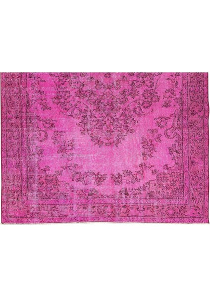 170 x 251 cm El Dokuması Yeniden Boyanmış Eski Türk Halısı, Modern Pembe El Yapımı Yünlü Halı indirimleri