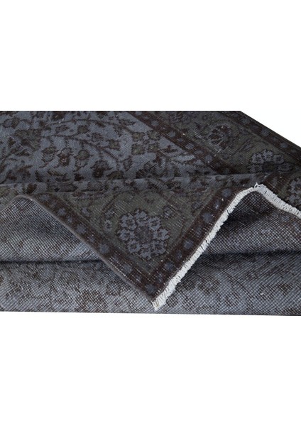 119 x 213 cm Koyu Gri Tonlarda Yenilenmiş El Dokuması Halı, Modern Alan Halısı modelleri