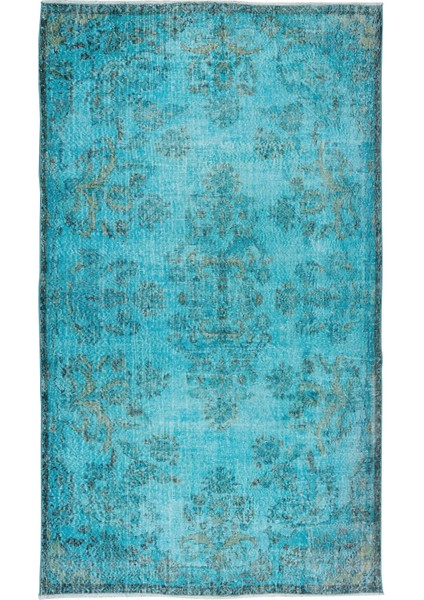 184 x 313 cm El Dokuması Yeniden Boyanmış Eski Türk Halısı, Modern Mavi El Yapımı Yünlü Halı fiyatları