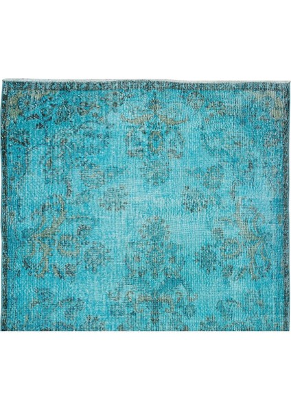 184 x 313 cm El Dokuması Yeniden Boyanmış Eski Türk Halısı, Modern Mavi El Yapımı Yünlü Halı fırsatları
