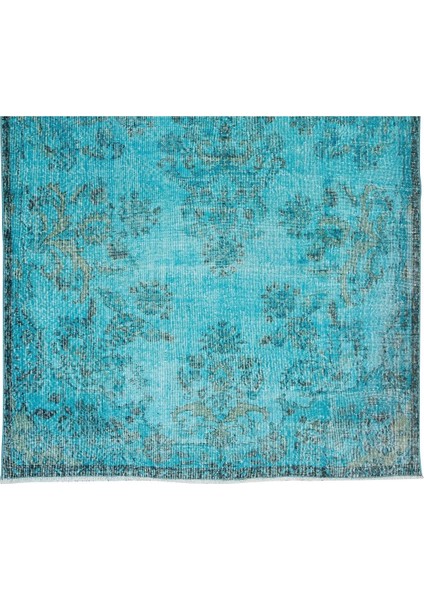 184 x 313 cm El Dokuması Yeniden Boyanmış Eski Türk Halısı, Modern Mavi El Yapımı Yünlü Halı indirimleri