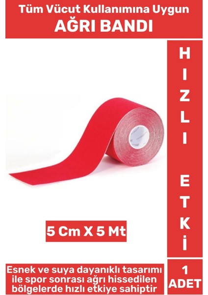 Premium Hızlı Etki Kas Bel Bacak Kol Boyun Sırt Omuz Karın Kalça Spor 5 Metre Isı Bandı Kırmızı