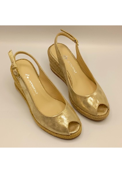 Terre Gold Deri Dolgu Topuk Sandalet fiyatları