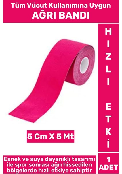Premium Hızlı Etki Kas Bel Bacak Kol Boyun Sırt Omuz Karın Kalça Spor 5 Metre Isı Bandı Pembe
