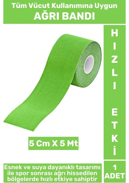 Premium Hızlı Etki Kas Bel Bacak Kol Boyun Sırt Omuz Karın Kalça Spor 5 Metre Isı Bandı Yeşil