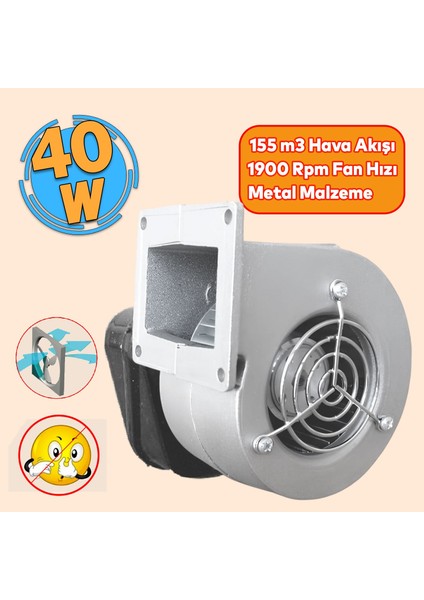 Radyal Salyangoz Fan Metal 40 W Vantilatör Işyeri Havalandırma Aspiratörü Fanı Kirli Hava Temizle
