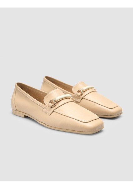 %100 Hakiki Deri Vizon Kadın Loafer