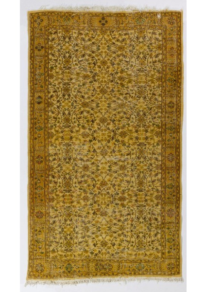 160 x 275 cm Sarı Renkli Anadolu Halısı, El Yapımı Modern Boyalı Halı
