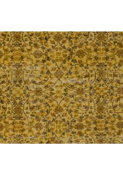 160 x 275 cm Sarı Renkli Anadolu Halısı, El Yapımı Modern Boyalı Halı