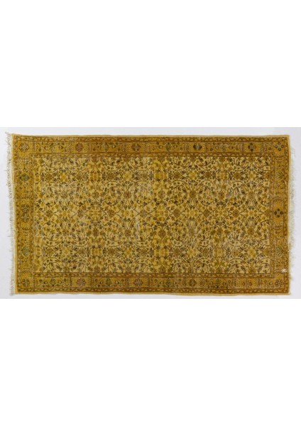 160 x 275 cm Sarı Renkli Anadolu Halısı, El Yapımı Modern Boyalı Halı