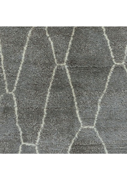 122 x 183 cm Gri Modern Fas Tülü Halısı, Doğal Boyanmamış Yün, Berber Halı