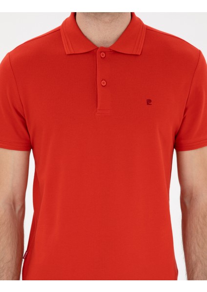 Erkek Kırmızı Slim Fit %100 Pamuk Polo Yaka Basic Tişört 50306448-VR030