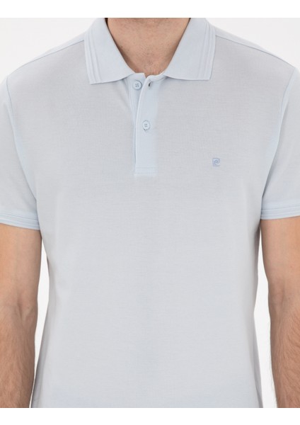 Erkek Açık Mavi Slim Fit %100 Pamuk Polo Yaka Basic Tişört 50306448-VR095