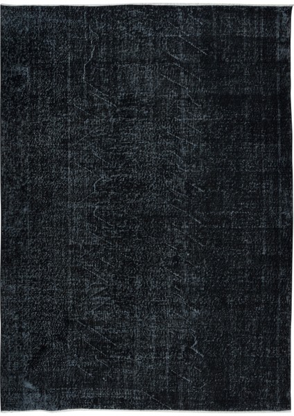 193 x 272 cm Düz Siyah El Dokuma Halı, Yenilenmiş Anadolu Halısı