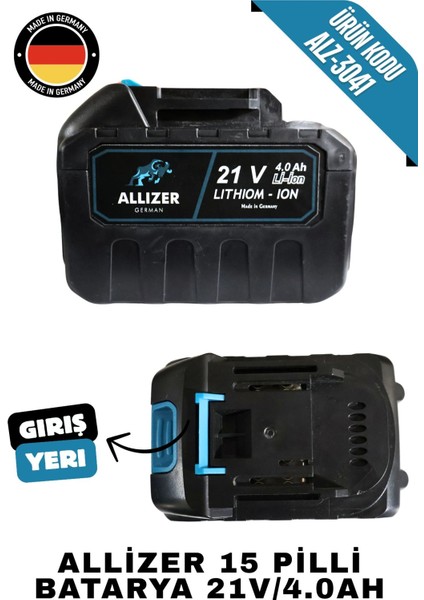 Allizer 15 Pilli Batarya 21V/4.0AH