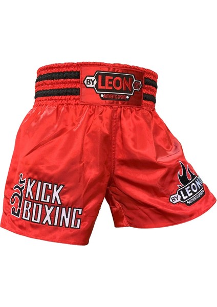 Leon Kick Boxing Nakışlı Kick Boks Şortu Kırmızı Byl1002red
