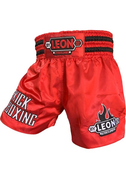 Leon Kick Boxing Nakışlı Kick Boks Şortu Kırmızı Byl1002red