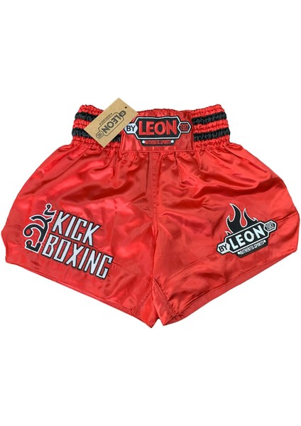 Leon Kick Boxing Nakışlı Kick Boks Şortu Kırmızı Byl1002red