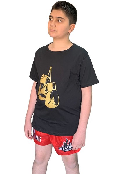 Leon Kick Boxing Nakışlı Kick Boks Şortu Kırmızı Byl1002red