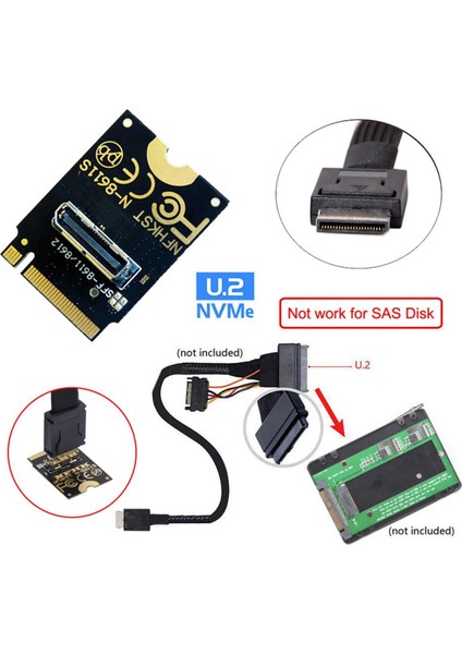 2230 Nvme M.2 Erkek - Oculink SFF-8612 SFF-8611 Pcı-E4.0 67 Pin Dişi Dikey Ana Bilgisayar Adaptörü Nvme U.2 SSD Egpu Için (Yurt Dışından)
