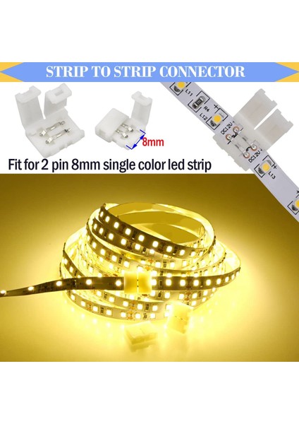 2 Pin LED Konnektör Kiti, Lehimsiz Konnektörler, 8mm 2pin 2835 LED Şerit Için 2 Yollu Dc Jack Splitter (Yurt Dışından) modelleri
