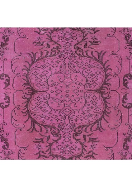 181 x 300 cm , Pembe El Yapımı Halı, Yenilenmiş Yün ve Pamuktan Yapılmış Eski Türk Halısı