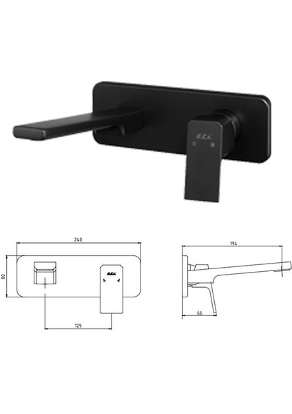 Tiera Ankastre Lavabo Bataryası Mat Siyah Set (102167605C1-K+102166601C1)