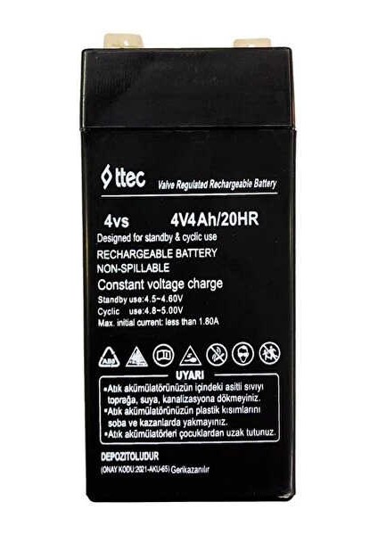 Ttec 4V 4AH Bakımsız Kuru Akü