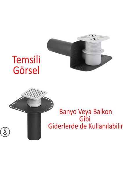 Su Tahliye Parapet Dik Iniş 100'LÜK Direnaj Hünisi Çatı Balkon Yağmur Gider Borusu Oluk Adaptörü
