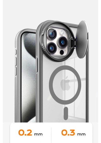 Apple iPhone 15 Pro Kılıf Teleskop Lens Magsafe Silikon Kapak - Pembe Gnzrz