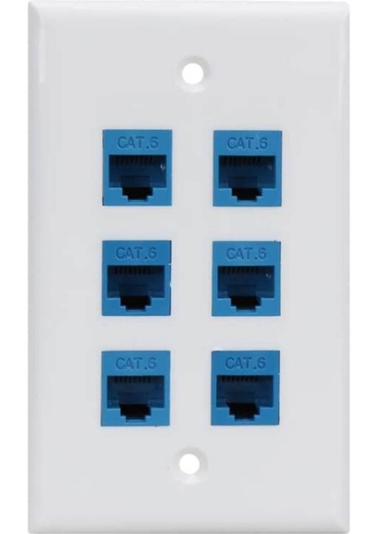 Cat 6 Ethernet Duvar Plakası 6 Port, Ethernet Duvar Plakası Dişi-Dişi Çıkarılabilir Cat7/6/6e/5/5e ile Uyumlu (Yurt Dışından)