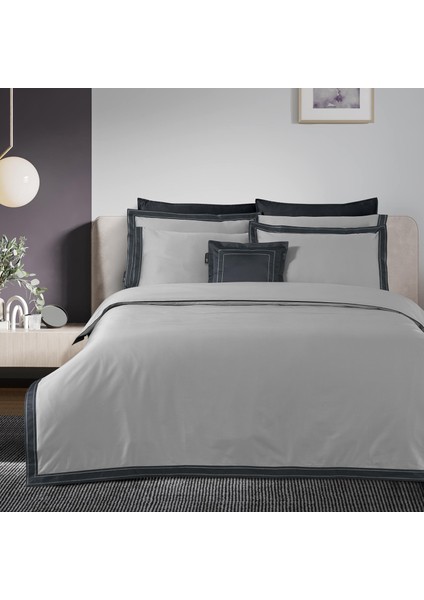 Layana King Size (Battal Boy) %100 Pamuk Saten "500 Tc" Nevresim Takımı Gri