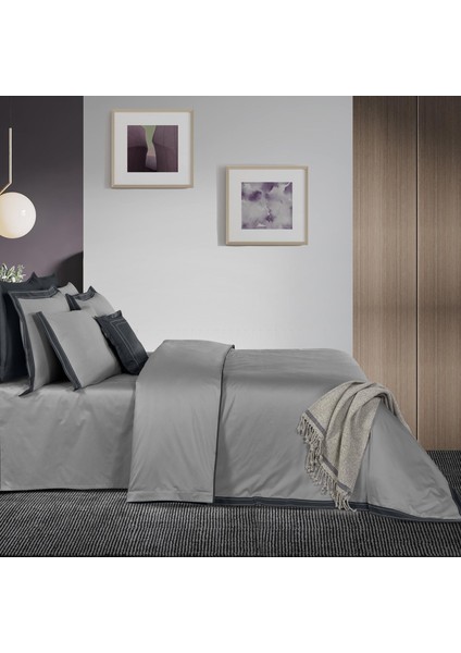 Layana King Size (Battal Boy) %100 Pamuk Saten "500 Tc" Nevresim Takımı Gri fırsatları