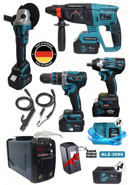 Allizer 5 Li Set (4lü Set Mavi+ 200 Amper Kaynak Makinası )