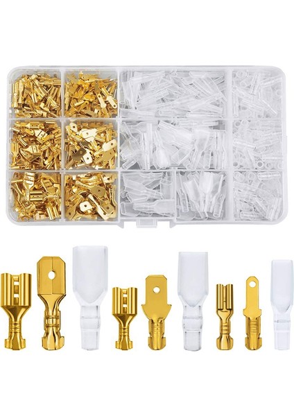 720 Parça 2.8 / 4.8 / 6.3mm Erkek ve Dişi Hızlı Sıkma Terminal Blokları Yalıtım Kılıflı Kombinasyon Kiti (Yurt Dışından)