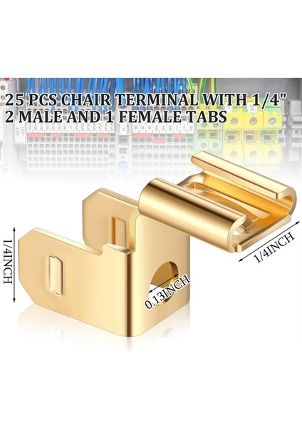 25 Adet Piggyback Spade Konnektörleri Sandalye Terminali Hızlı Bağlantı Kesme Elektrik 3 Yollu Adaptör (Yurt Dışından) fiyatları