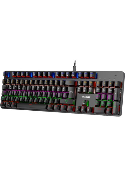 Everest KB-MK1 Lumos Siyah USB Rainbow Aydınlatmalı Red Switch Full Anti-Ghosting Mekanik Gaming Oyuncu Klavye fırsatları