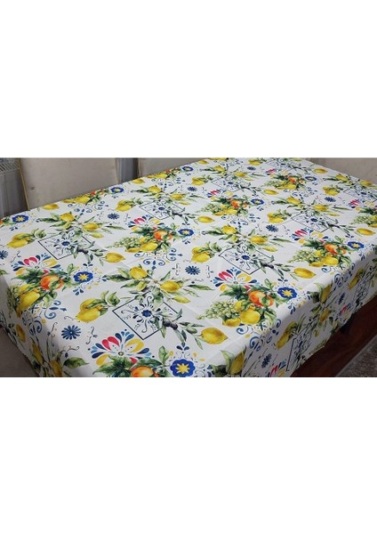 Limon Portakal Desenli 3D Dikdörtgen Masa Örtüsü (160 x 200)