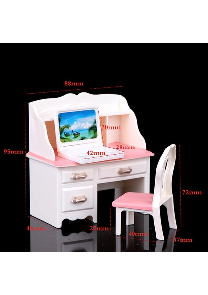 Bebek Oyun Bebek Evi Mobilya Masa + Lamba + Dizüstü Bilgisayar + Sandalye Aksesuarları 1/6 Bebek Için (Yurt Dışından) modelleri