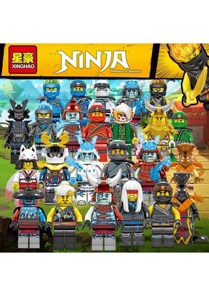 24 Adet DG1002 Legoıngly Ninjagoes Setleri Nınja Savaşçı Buz Imparatoru Kahramanlar Aksiyon Figürleri Kai Jay Cole Zane Nya Lloyd Minifig Oyuncaklar (Yurt Dışından)